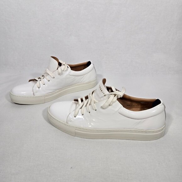 NAHARIYA Old Money Normcore WHITE Patent Leather Sneakers Shoes Men's Size  8.5. - Picture 3 of 17